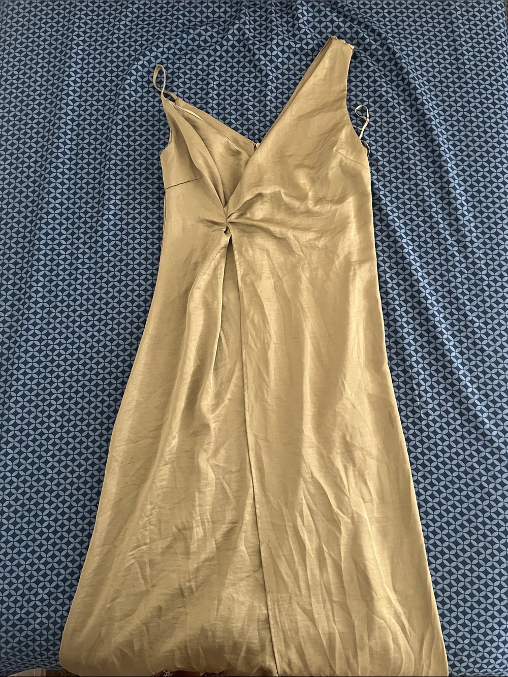 Satin Twist-Front Slip Dress in sage green